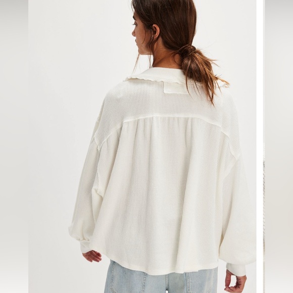 Free People White Button-Up Top - Picture 2 of 6